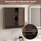 Giantex Bathroom Cabinet Wall Mounted - Over The Toilet Medicine Cabinet with Double Doors, Adjustable Shelf and Towels Bar, Above Toilet Storage Cabinet for Bedroom Kitchen Wall Cabinet (Coffee)