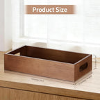 2 Pcs Bathroom Basket Wooden Toilet Tank Paper Basket with Handle Wood Color Bathroom Decor Box Back of Toilet Storage Organizer for Bedroom Vanity Kitchen Countertop Dresser Shelf Decor