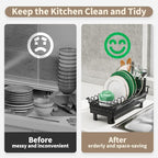 SanDream Dish Drying Rack, Small Over Sink Dish Drying Rack, Expandable Over the Sink Dish Drying Rack with Drip Tray for Kitchen Counter & in Sink