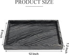 Natural Marble Tray for Bathroom, Genuine Ancient Wood Grain Marble Vanity Tray, Luxury Stone Trays for Dresser, Home Decor, Kitchen, Non-Resin/Non-Ceramic, 12"x 8", Ancient Wood Grain