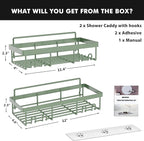 Moforoco Shower Caddy Shelf Organizer Rack, Self Adhesive Black Bathroom Shelves Basket, Home Farmhouse Wall Inside Organization and Storage Decor Rv Accessories, First Camper Apartment Essentials