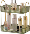 Bathroom Counter Organizer Countertop Storage, Cosmetics Skincare Shelf, Makeup Organizer Perfume for Dresser Vanity Tray, Spice Rack for Kitchen(2 Tier-Green)