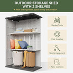 Aoxun 64 Cu.Ft Outdoor Storage Shed with Floor and 2 Shelves, Waterproof Horizontal Resin Cabinet for Garage Storage, Pool Storage, Bike Shed, Garden Shed