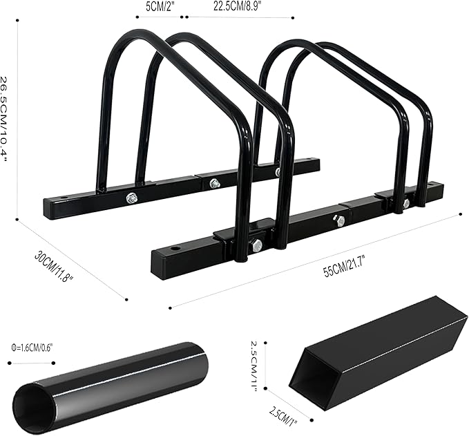 XINYI Bike Rack Floor, Bike Stand Garage, Indoor/Outdoor Bike Rack Garage,22-28" Wheel Stand, Max. Tire Width 2.1", Front/back Bike Stand For Mountain, Road and Kids Bikes for 2 Bikes