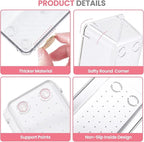 HOUSE DAY Makeup Drawer Organizer Trays 24 PCS, 4-Size Clear Drawer Organizers with Silicone Pads, Vanity Organizers and Storage, Non Slip Plastic Drawer Organizer for Desk, Bathroom, Kitchen, Office