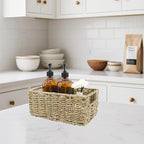 YRMT Small Seagrass Storage Basket Toilet Paper Baskets with Built-in Handles Bathroom Organizer Narrow Baskets for Organizing Toilet Tank 2 Pack (Seagrass)