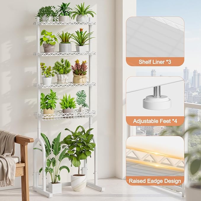 EAGMAK Over The Toilet Storage Rack, 4-Tier Bathroom Organizer with Adjustable Shelves & Basket, Rust-Resistant Metal Over Toilet Shelf for Small Bathroom Space Saving, White