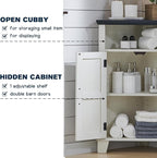 ACCOHOHO Corner Bathroom Cabinet, Farmhouse Small Corner Cabinet with Barn Door & Adjustable Shelf, Storage Cabinets for Bathroom, Kitchen, Living Room, Off White