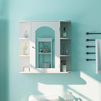 Bathroom Wall Cabinet, Medicine Cabinet with Mirror and Adjustable Shelves,White Wall Mounted Cabinet Over The Toile,3-Tier Wood Hanging Storage for Bathroom,Kitchen,Living,Laundry Room