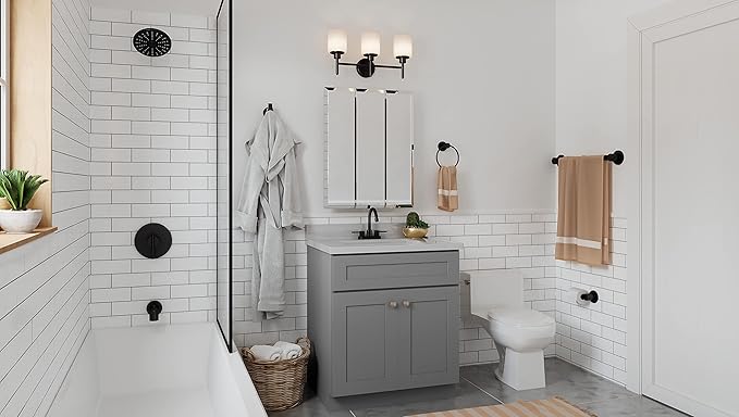 Design House Cyprus 25-in. Wide Medicine Cabinet, 3 Frameless Mirrored Doors, 2 Interior Shelves, Pre-Assembled, Surface or Recess Mounted, White/Clear, 25.1 in. W x 4.4 in. D x 24.5 in. H, 597484