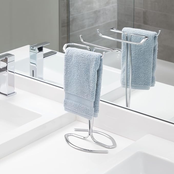 iDesign T-Shape Countertop Hand Towel Holder - Set of 2 - Chrome