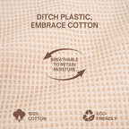 Premium Organic Reusable Mesh Produce Bags, Pack of 6(2L+2M+2S) Washable, Durable, Double Stitched Produce Bags for Vegetables storage, Machine Washable - Beige