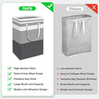 TINGHONG 2-Pack Large Collapsible Laundry Baskets - 75L Freestanding Waterproof Hampers with Reinforced Handles for Clothes, Toys, and More - Ideal for Dorms and Family Use (Gradient Grey)