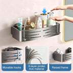 2Pcs Suction Cup Shower Caddy,Upgrade Extra-Strong Suction Shower Shelves with Hooks,No Drilling Waterproof & Rustproof Bathroom Organizers and Storage,Reusable Shower Racks for Shampoo and Toiletries