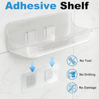 Adhesive Shower Caddy, 2 Pack Acrylic Bathroom Shelves, No Drill Wall Mount Organizer Storage Shelf