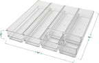Martha Stewart Miles Plastic Stackable Office Desk Drawer Organizers, Set of 6, Clear