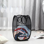 2 Packs Mesh Pop up Laundry Hamper (Black/Navy Blue) with Portable Durable Handles, Collapsible for Storage, Folding Pop-Up Clothes Hampers for Apartment, Home, College Dorm or Travel