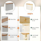 Toilet Paper Storage Basket, Toilet Paper Organizer with Bamboo Lid Handle for Bathroom, Free Standing Toilet Paper Holder Tissue Bin with Visualisation Window (Beige)