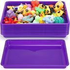 Maitys 15 Pcs Flat Plastic Trays 16.1 x 11.8'' Sensory Storage Paper Tray Stackable Classroom Bins for Office Home Organizer Crafts Supplies(Purple)