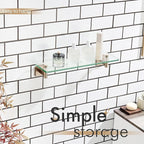 KOKOSIRI Wall Shelves Bathroom Hardware Tempered Glass Floating Shelf Hanging Rack Storage/Room Decor 20-Inch Champagne Bronze 2 Pack B1105CPG-L20-P2