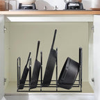 Toplife Heavy Duty Pan Organizer, 5 Tier Pot and Pan Organizer Rack for Cast Iron Skillets, Griddles and Pots - Sturdy Steel Construction- No Assembly Required - Black