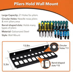 4Pcs Wall Mount Tool Organizer Set,Include Screwdriver Organizer,9mm-24mm Wrench Holder,Pliers Holder,Hammer Rack,Galvanized Steel Hand Tool Storage for Workshop,Shed,Garage,Home