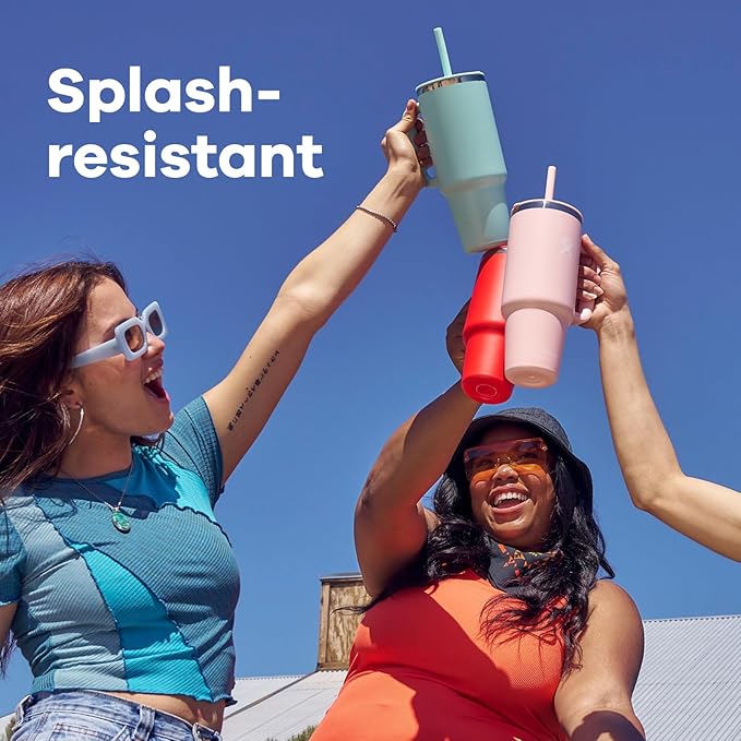 Hydro Flask Travel Tumbler with Handle, Lid and Straw - Insulated Stainless Steel in 40 Oz Seacliff