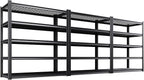 3Pack Garage Shelving 5-Tier Heavy-Duty Steel Storage Shelving Unit Adjustable Boltless Rack, 2500 lbs Capacity – Durable Organizer for Garage, Kitchen, Basement & Workshop 71”x46”x17.7” Black