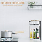 Corner Bathroom Counter Organizer, 2 Tier Wood Vanity Storage, Waterproof Skincare Shelf for Kitchen & Toiletries Decor, Dresser (White-2 Tier)