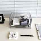 Clear Desk Organizers and Accessories, 2 Pack Plastic Drawer Organizer for Office Supplies, Marker Pen, Art Crafts, Stationery, Coffee Pods, Stackable Home Storage (2 Drawers)