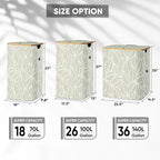 BALEINE Laundry Hamper with Lid, Tall Laundry Baskets with Bamboo Pull Handles, Large Laundry Bin with Internal Support (18 Gal/70L, Antique Foliage)