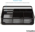 1InTheOffice Modern Minimalist Mesh Collection Desk Drawer Organizer, 7 Compartment, Matte Black