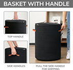 CHICVITA Tall Laundry Basket with Lid, Large Laundry Hamper for Bedroom, Laundry Bin for Clothes, Blankets, Toys, Decorative Woven Basket for Living Room, 15 x 20 inches, Black