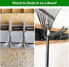 Garage Organization, Garage Wall Organizer with 48 inches Rails and 6 Hooks, Tool Organizers Heavy Duty, Shovel Holder Wall Mount Max Load 360 LBS, Sturdy Garden Tool Rack for Folding Chairs