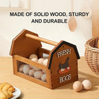 Wood Farmhouse Egg Collecting Basket - Large Countertop Chicken Egg Basket