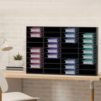Mail Sorter Organizer, PVC Countertop Literature Organizer, Student Mailbox for Classroom, Desktop Bill Paper Organizer for Office Home School, 36 Compartments, Black