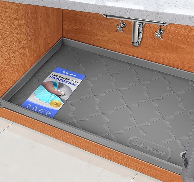 SIKADEER 40" x 22" Under Sink Mat Waterproof, Silicone Mat Kitchen Drawer Shelf and Cabinet Liner, Sink Protector for Kitchen Organizers and Storage, Boot Tray Pet Food Mats