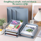 Wenqik 8 Pcs Stackable Paper Trays Rectangular Plastic Desk Holder Desktop Document File Organizer Storage Letter for Office Classroom (Gray)