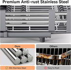 Stainless Steel Dish Drying Rack - Dish Drainer for Kitchen Counter, Extendable Drainboard with Foldable, Space-Saving Cup & Bowl Organizer, Includes Knife and Utensil Holder, Gray