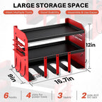 Power Tool Organizer Wall Mount - 120Lbs Load 3 Layers Storage Rack 4 Drill Holders for Drills Cordless Heavy Duty lron Garage Tool Organizer Storage - Workshop Shed Pegboard Basement, Gifts for Men