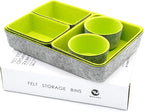 Welaxy Drawer organizer bin felt trays desk storage dividers for home office supplies Nightstand sort catchall entryway 7-piece Pack gift idea (Green)
