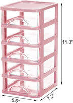 Hedume Desktop Drawer, Clear 5-Drawer Desktop Storage Unit, Small Organizer Box Storage Container Case, Frame with Clear Drawers, Drawer Unit