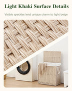 Laundry Hamper with Lid Wicker Laundry Basket 112 L (29.6 Gal) Laundry Hampers Handwoven Rattan Clothes Hamper with Handles 3 Removable Liner Bag, 6 Mesh Bags for Bathroom Bedroom Light Khaki