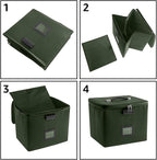 Army Green Fire Proof File Box for Documents - Portable Fireproof Document Organizer Box with Handle Waterproof Safe Locking Folder Storage with Lid