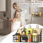 Hanging Wall Wire Basket-4Pack,Large Metal Organizer Baskets & Bathroom Shower Shelf with 4 Adhesive Hooks+5 S Hook, Wall Mounted Baskets & Shelves for Bathroom, Kitchen Storage