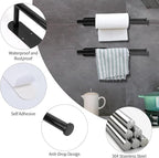 YeeBeny Black Paper Towel Holder Kitchen Roll Holder, Paper Towel Holder - Self Adhesive or Drilling, Under Cabinet Paper Towel Rack, Wall Mounted Paper Towel(Black)