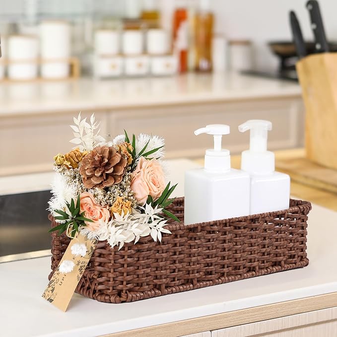 Toilet Tank Basket, Wicker Basket for Toilet Paper Storage,Small Baskets for Countertop,Shelves,Living Room,Bedroom,Both Organizer&Decor
