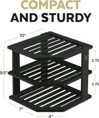 Bambüsi Plate Organizer for Cabinet - Corner Cabinet Organizer and Kitchen Cabinet Organizer Shelf, Kitchen Countertop Organizer for Plates, Dishes and Bowls, Space Saving Corner Rack, Black
