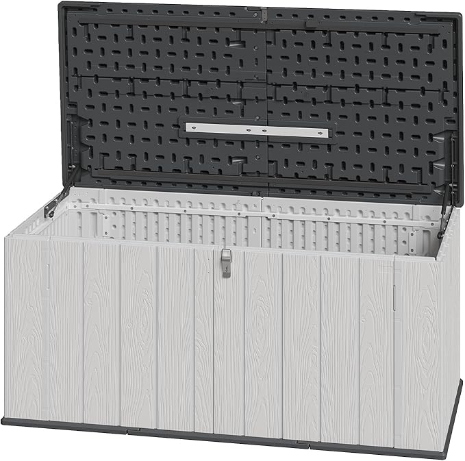 Aoxun 21 Cu.Ft Outdoor Storage Shed, Large Resin Storage Shed with Lid, Waterproof & UV-Resistant Patio Storage for Cushions, Garden Tools, and Pool Accessories (White)