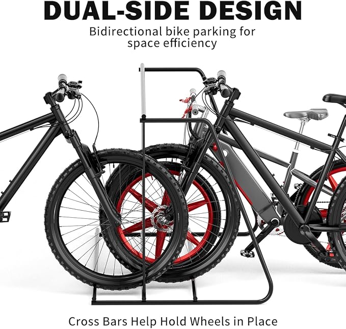 Commercial Grid Bike Rack-59" Length Single & Double Sided 10 Holders Floor Bike Parking Rack Stand, Bicycle Storage Stand for Garage,Store,School,Park Storage & Universities Power Coated Steel
